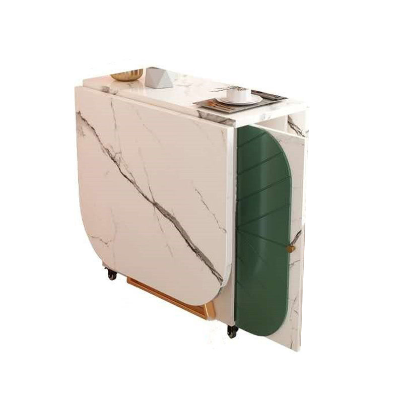 Contemporary Oval Dining Room Table Sintered Stone Drop-Leaf Table,59"L x 29.5"H Green Without Chairs Clearhalo ' dining_table' 'Dining Tables & Seating' 'Dining Tables' 'furn' 'furn_dining_table' 'Furniture' 'furniture_dining_table' 'Kitchen & Dining Furniture' 'kitchen&dining_furn' 'kitchen' 'kitchen_dining_table' 4110699