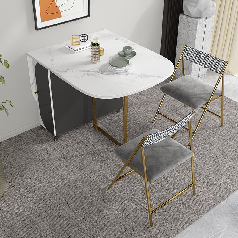 Contemporary Oval Dining Room Table Sintered Stone Drop-Leaf Table,59"L x 29.5"H Clearhalo ' dining_table' 'Dining Tables & Seating' 'Dining Tables' 'furn' 'furn_dining_table' 'Furniture' 'furniture_dining_table' 'Kitchen & Dining Furniture' 'kitchen&dining_furn' 'kitchen' 'kitchen_dining_table' 4110700