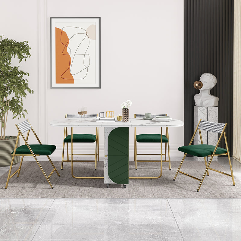 Contemporary Oval Dining Room Table Sintered Stone Drop-Leaf Table,59"L x 29.5"H Clearhalo ' dining_table' 'Dining Tables & Seating' 'Dining Tables' 'furn' 'furn_dining_table' 'Furniture' 'furniture_dining_table' 'Kitchen & Dining Furniture' 'kitchen&dining_furn' 'kitchen' 'kitchen_dining_table' 4110702