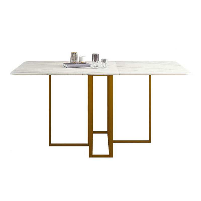 Contemporary Rectangle Dining Room Table Sintered Stone Drop-Leaf Table,59"L x 28.7"H without Storage Without Chairs Clearhalo ' dining_table' 'Dining Tables & Seating' 'Dining Tables' 'furn' 'furn_dining_table' 'Furniture' 'furniture_dining_table' 'Kitchen & Dining Furniture' 'kitchen&dining_furn' 'kitchen' 'kitchen_dining_table' 4110718