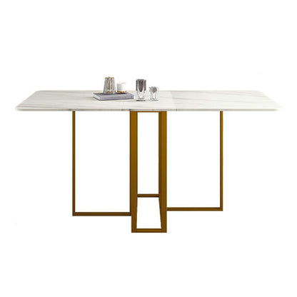 Contemporary Rectangle Dining Room Table Sintered Stone Drop-Leaf Table,59"L x 28.7"H without Storage Without Chairs Clearhalo ' dining_table' 'Dining Tables & Seating' 'Dining Tables' 'furn' 'furn_dining_table' 'Furniture' 'furniture_dining_table' 'Kitchen & Dining Furniture' 'kitchen&dining_furn' 'kitchen' 'kitchen_dining_table' 4110718
