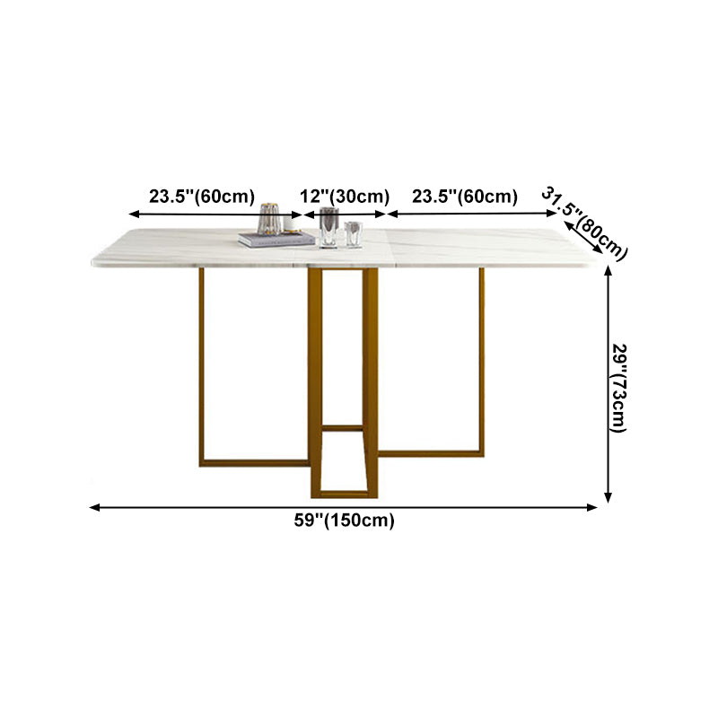 Contemporary Rectangle Dining Room Table Sintered Stone Drop-Leaf Table,59"L x 28.7"H Clearhalo ' dining_table' 'Dining Tables & Seating' 'Dining Tables' 'furn' 'furn_dining_table' 'Furniture' 'furniture_dining_table' 'Kitchen & Dining Furniture' 'kitchen&dining_furn' 'kitchen' 'kitchen_dining_table' 4110724