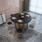 Modern Style Dining Table Sintered Stone Drop-Leaf Dining Table with Gold Frame Round Black Without Chairs Clearhalo ' dining_table' 'Dining Tables & Seating' 'Dining Tables' 'furn' 'furn_dining_table' 'Furniture' 'furniture_dining_table' 'Kitchen & Dining Furniture' 'kitchen&dining_furn' 'kitchen' 'kitchen_dining_table' 4110728