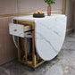 Modern Style Dining Table Sintered Stone Drop-Leaf Dining Table with Gold Frame Clearhalo ' dining_table' 'Dining Tables & Seating' 'Dining Tables' 'furn' 'furn_dining_table' 'Furniture' 'furniture_dining_table' 'Kitchen & Dining Furniture' 'kitchen&dining_furn' 'kitchen' 'kitchen_dining_table' 4110735