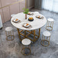 Modern Style Dining Table Sintered Stone Drop-Leaf Dining Table with Gold Frame Clearhalo ' dining_table' 'Dining Tables & Seating' 'Dining Tables' 'furn' 'furn_dining_table' 'Furniture' 'furniture_dining_table' 'Kitchen & Dining Furniture' 'kitchen&dining_furn' 'kitchen' 'kitchen_dining_table' 4110736