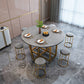 Modern Style Dining Table Sintered Stone Drop-Leaf Dining Table with Gold Frame Round Gray Without Chairs Clearhalo ' dining_table' 'Dining Tables & Seating' 'Dining Tables' 'furn' 'furn_dining_table' 'Furniture' 'furniture_dining_table' 'Kitchen & Dining Furniture' 'kitchen&dining_furn' 'kitchen' 'kitchen_dining_table' 4110737