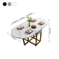 Modern Style Dining Table Sintered Stone Drop-Leaf Dining Table with Gold Frame Clearhalo ' dining_table' 'Dining Tables & Seating' 'Dining Tables' 'furn' 'furn_dining_table' 'Furniture' 'furniture_dining_table' 'Kitchen & Dining Furniture' 'kitchen&dining_furn' 'kitchen' 'kitchen_dining_table' 4110740