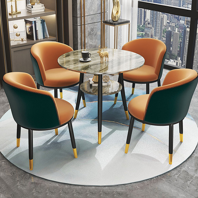 Traditional Luxury Dining Table Round Sintered Stone Dinner Table with Black Frame Clearhalo ' dining_table' 'Dining Tables & Seating' 'Dining Tables' 'furn' 'furn_dining_table' 'Furniture' 'furniture_dining_table' 'Kitchen & Dining Furniture' 'kitchen&dining_furn' 'kitchen' 'kitchen_dining_table' 4110741