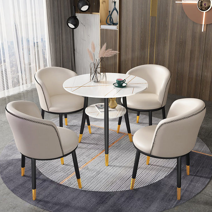 Traditional Luxury Dining Table Round Sintered Stone Dinner Table with Black Frame Clearhalo ' dining_table' 'Dining Tables & Seating' 'Dining Tables' 'furn' 'furn_dining_table' 'Furniture' 'furniture_dining_table' 'Kitchen & Dining Furniture' 'kitchen&dining_furn' 'kitchen' 'kitchen_dining_table' 4110742