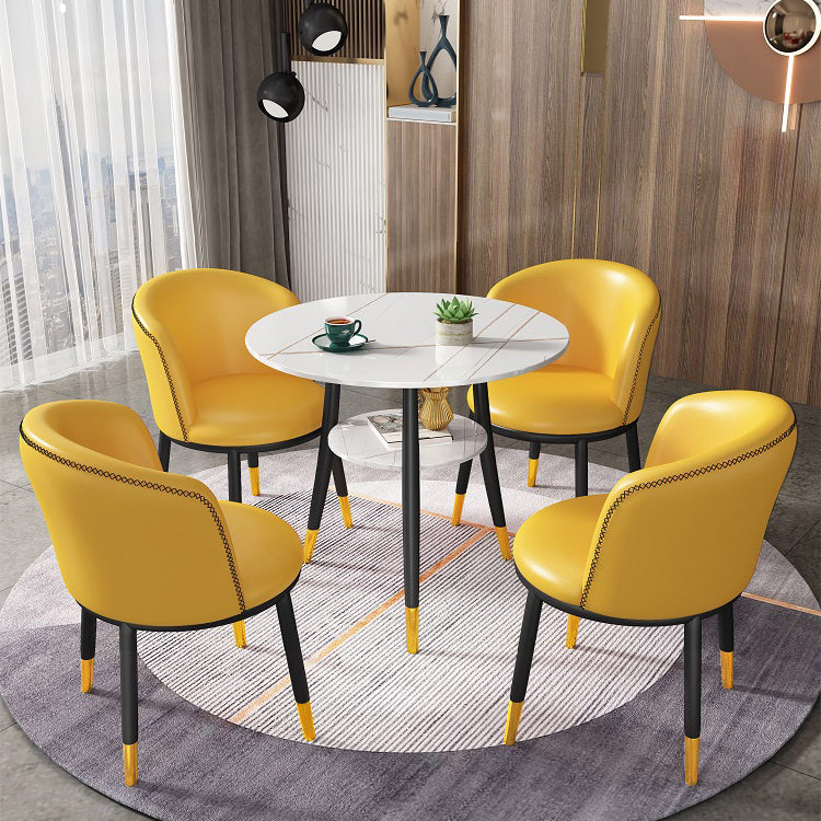 Traditional Luxury Dining Table Round Sintered Stone Dinner Table with Black Frame Clearhalo ' dining_table' 'Dining Tables & Seating' 'Dining Tables' 'furn' 'furn_dining_table' 'Furniture' 'furniture_dining_table' 'Kitchen & Dining Furniture' 'kitchen&dining_furn' 'kitchen' 'kitchen_dining_table' 4110743