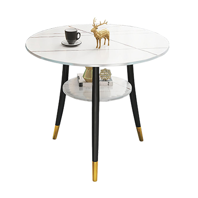 Traditional Luxury Dining Table Round Sintered Stone Dinner Table with Black Frame White Without Chairs Clearhalo ' dining_table' 'Dining Tables & Seating' 'Dining Tables' 'furn' 'furn_dining_table' 'Furniture' 'furniture_dining_table' 'Kitchen & Dining Furniture' 'kitchen&dining_furn' 'kitchen' 'kitchen_dining_table' 4110745