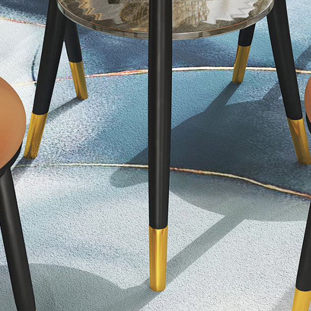 Traditional Luxury Dining Table Round Sintered Stone Dinner Table with Black Frame Clearhalo ' dining_table' 'Dining Tables & Seating' 'Dining Tables' 'furn' 'furn_dining_table' 'Furniture' 'furniture_dining_table' 'Kitchen & Dining Furniture' 'kitchen&dining_furn' 'kitchen' 'kitchen_dining_table' 4110746