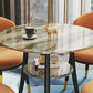 Traditional Luxury Dining Table Round Sintered Stone Dinner Table with Black Frame Clearhalo ' dining_table' 'Dining Tables & Seating' 'Dining Tables' 'furn' 'furn_dining_table' 'Furniture' 'furniture_dining_table' 'Kitchen & Dining Furniture' 'kitchen&dining_furn' 'kitchen' 'kitchen_dining_table' 4110747