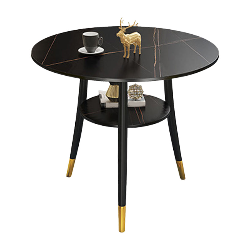 Traditional Luxury Dining Table Round Sintered Stone Dinner Table with Black Frame Black Without Chairs Clearhalo ' dining_table' 'Dining Tables & Seating' 'Dining Tables' 'furn' 'furn_dining_table' 'Furniture' 'furniture_dining_table' 'Kitchen & Dining Furniture' 'kitchen&dining_furn' 'kitchen' 'kitchen_dining_table' 4110748