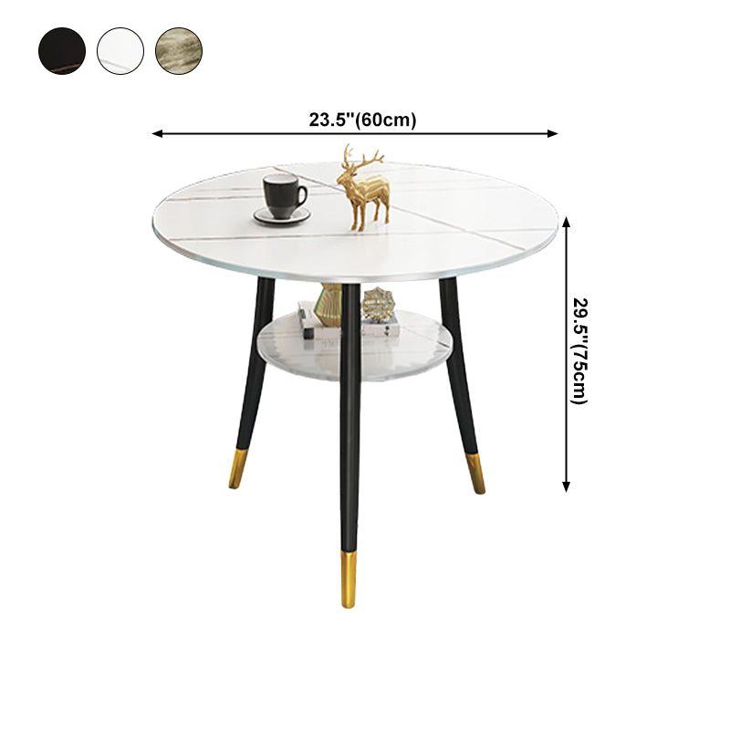 Traditional Luxury Dining Table Round Sintered Stone Dinner Table with Black Frame Clearhalo ' dining_table' 'Dining Tables & Seating' 'Dining Tables' 'furn' 'furn_dining_table' 'Furniture' 'furniture_dining_table' 'Kitchen & Dining Furniture' 'kitchen&dining_furn' 'kitchen' 'kitchen_dining_table' 4110751