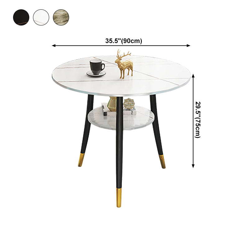 Traditional Luxury Dining Table Round Sintered Stone Dinner Table with Black Frame Clearhalo ' dining_table' 'Dining Tables & Seating' 'Dining Tables' 'furn' 'furn_dining_table' 'Furniture' 'furniture_dining_table' 'Kitchen & Dining Furniture' 'kitchen&dining_furn' 'kitchen' 'kitchen_dining_table' 4110754
