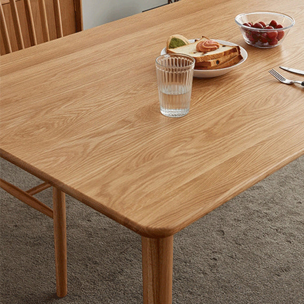 Modern Oak Wood Table in Nature Rectangle Dining Table with Wooden Base and 4 Legs Clearhalo ' dining_table' 'Dining Tables & Seating' 'Dining Tables' 'furn' 'furn_dining_table' 'Furniture' 'furniture_dining_table' 'Kitchen & Dining Furniture' 'kitchen&dining_furn' 'kitchen' 'kitchen_dining_table' 4110762