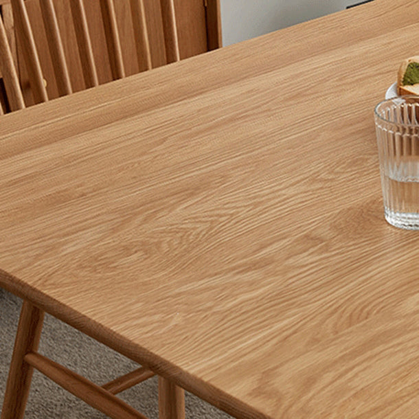 Modern Oak Wood Table in Nature Rectangle Dining Table with Wooden Base and 4 Legs Clearhalo ' dining_table' 'Dining Tables & Seating' 'Dining Tables' 'furn' 'furn_dining_table' 'Furniture' 'furniture_dining_table' 'Kitchen & Dining Furniture' 'kitchen&dining_furn' 'kitchen' 'kitchen_dining_table' 4110763