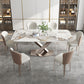 Sintered Stone Top Dining Table Rectangle Kitchen Table with Metal Pedestal Clearhalo ' dining_table' 'Dining Tables & Seating' 'Dining Tables' 'furn' 'furn_dining_table' 'Furniture' 'furniture_dining_table' 'Kitchen & Dining Furniture' 'kitchen&dining_furn' 'kitchen' 'kitchen_dining_table' 4110771