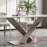Sintered Stone Top Dining Table Rectangle Kitchen Table with Metal Pedestal Clearhalo ' dining_table' 'Dining Tables & Seating' 'Dining Tables' 'furn' 'furn_dining_table' 'Furniture' 'furniture_dining_table' 'Kitchen & Dining Furniture' 'kitchen&dining_furn' 'kitchen' 'kitchen_dining_table' 4110774