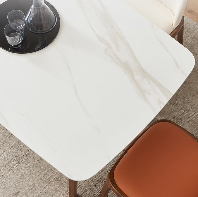Solid Wood Mid-Century Modern Table Rectangle White Sintered Stone Top Table Clearhalo ' dining_table' 'Dining Tables & Seating' 'Dining Tables' 'furn' 'furn_dining_table' 'Furniture' 'furniture_dining_table' 'Kitchen & Dining Furniture' 'kitchen&dining_furn' 'kitchen' 'kitchen_dining_table' 4110785