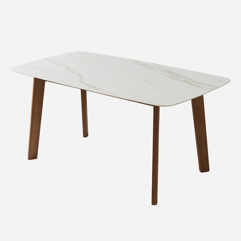 Solid Wood Mid-Century Modern Table Rectangle White Sintered Stone Top Table Without Chairs Clearhalo ' dining_table' 'Dining Tables & Seating' 'Dining Tables' 'furn' 'furn_dining_table' 'Furniture' 'furniture_dining_table' 'Kitchen & Dining Furniture' 'kitchen&dining_furn' 'kitchen' 'kitchen_dining_table' 4110786