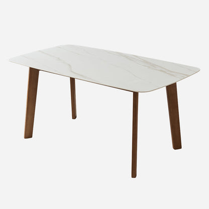 Solid Wood Mid-Century Modern Table Rectangle White Sintered Stone Top Table Without Chairs Clearhalo ' dining_table' 'Dining Tables & Seating' 'Dining Tables' 'furn' 'furn_dining_table' 'Furniture' 'furniture_dining_table' 'Kitchen & Dining Furniture' 'kitchen&dining_furn' 'kitchen' 'kitchen_dining_table' 4110786