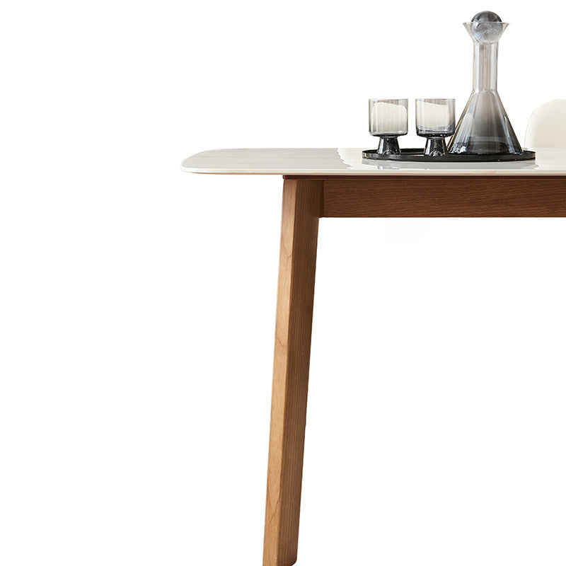 Solid Wood Mid-Century Modern Table Rectangle White Sintered Stone Top Table Clearhalo ' dining_table' 'Dining Tables & Seating' 'Dining Tables' 'furn' 'furn_dining_table' 'Furniture' 'furniture_dining_table' 'Kitchen & Dining Furniture' 'kitchen&dining_furn' 'kitchen' 'kitchen_dining_table' 4110787