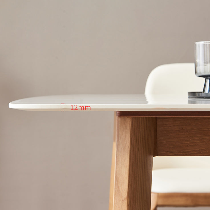 Solid Wood Mid-Century Modern Table Rectangle White Sintered Stone Top Table Clearhalo ' dining_table' 'Dining Tables & Seating' 'Dining Tables' 'furn' 'furn_dining_table' 'Furniture' 'furniture_dining_table' 'Kitchen & Dining Furniture' 'kitchen&dining_furn' 'kitchen' 'kitchen_dining_table' 4110789