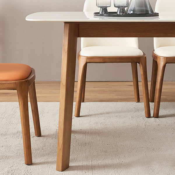 Solid Wood Mid-Century Modern Table Rectangle White Sintered Stone Top Table Clearhalo ' dining_table' 'Dining Tables & Seating' 'Dining Tables' 'furn' 'furn_dining_table' 'Furniture' 'furniture_dining_table' 'Kitchen & Dining Furniture' 'kitchen&dining_furn' 'kitchen' 'kitchen_dining_table' 4110790