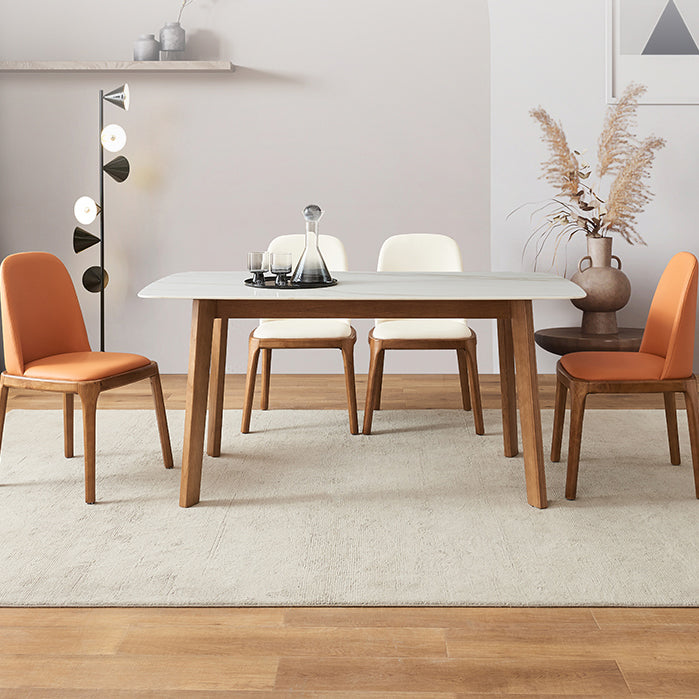 Solid Wood Mid-Century Modern Table Rectangle White Sintered Stone Top Table Clearhalo ' dining_table' 'Dining Tables & Seating' 'Dining Tables' 'furn' 'furn_dining_table' 'Furniture' 'furniture_dining_table' 'Kitchen & Dining Furniture' 'kitchen&dining_furn' 'kitchen' 'kitchen_dining_table' 4110792