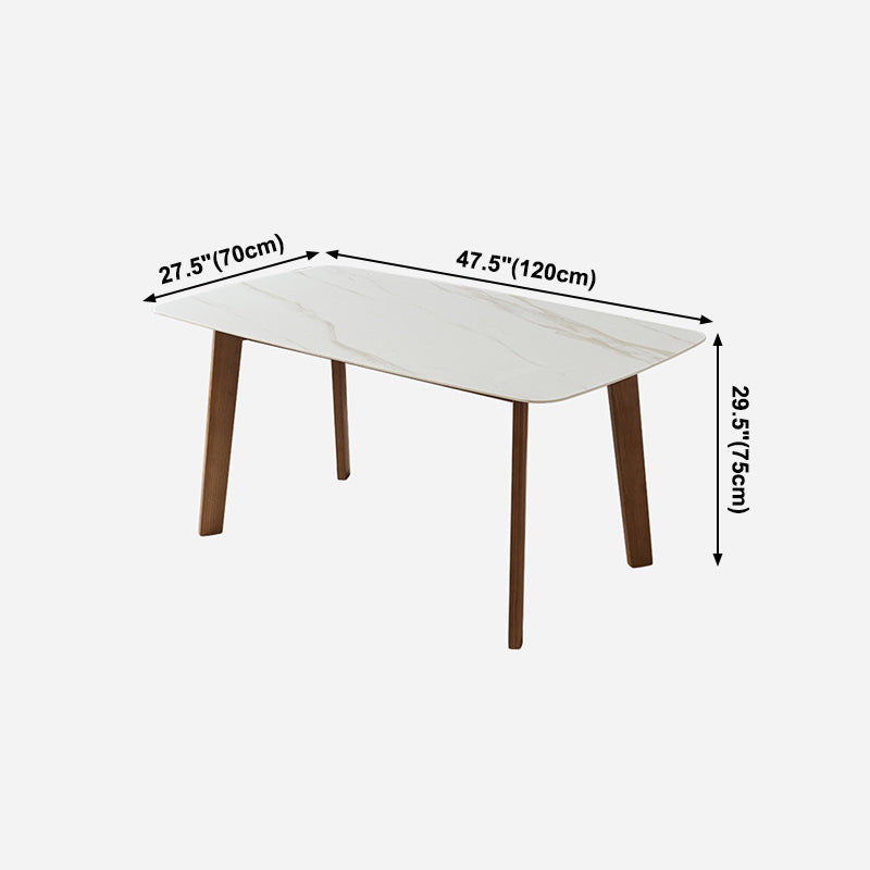 Solid Wood Mid-Century Modern Table Rectangle White Sintered Stone Top Table Clearhalo ' dining_table' 'Dining Tables & Seating' 'Dining Tables' 'furn' 'furn_dining_table' 'Furniture' 'furniture_dining_table' 'Kitchen & Dining Furniture' 'kitchen&dining_furn' 'kitchen' 'kitchen_dining_table' 4110794