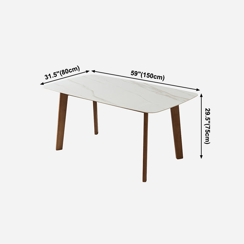 Solid Wood Mid-Century Modern Table Rectangle White Sintered Stone Top Table Clearhalo ' dining_table' 'Dining Tables & Seating' 'Dining Tables' 'furn' 'furn_dining_table' 'Furniture' 'furniture_dining_table' 'Kitchen & Dining Furniture' 'kitchen&dining_furn' 'kitchen' 'kitchen_dining_table' 4110797