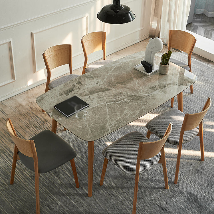 Solid Wood Mid-Century Modern Table Rectangle Sintered Stone Top Table with 4 Legs Clearhalo ' dining_table' 'Dining Tables & Seating' 'Dining Tables' 'furn' 'furn_dining_table' 'Furniture' 'furniture_dining_table' 'Kitchen & Dining Furniture' 'kitchen&dining_furn' 'kitchen' 'kitchen_dining_table' 4110800