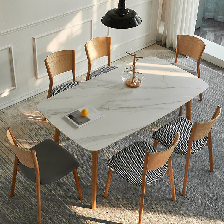 Solid Wood Mid-Century Modern Table Rectangle Sintered Stone Top Table with 4 Legs Clearhalo ' dining_table' 'Dining Tables & Seating' 'Dining Tables' 'furn' 'furn_dining_table' 'Furniture' 'furniture_dining_table' 'Kitchen & Dining Furniture' 'kitchen&dining_furn' 'kitchen' 'kitchen_dining_table' 4110802