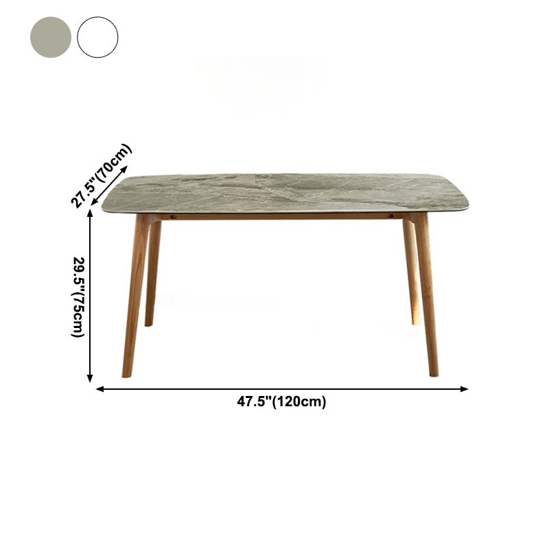 Solid Wood Mid-Century Modern Table Rectangle Sintered Stone Top Table with 4 Legs Clearhalo ' dining_table' 'Dining Tables & Seating' 'Dining Tables' 'furn' 'furn_dining_table' 'Furniture' 'furniture_dining_table' 'Kitchen & Dining Furniture' 'kitchen&dining_furn' 'kitchen' 'kitchen_dining_table' 4110815