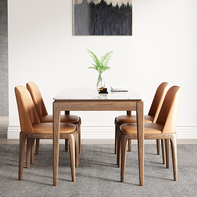 Rectangle Sintered Stone White Dining Table Vintage 4 Legs Table for Dining Room Clearhalo ' dining_table' 'Dining Tables & Seating' 'Dining Tables' 'furn' 'furn_dining_table' 'Furniture' 'furniture_dining_table' 'Kitchen & Dining Furniture' 'kitchen&dining_furn' 'kitchen' 'kitchen_dining_table' 4110819