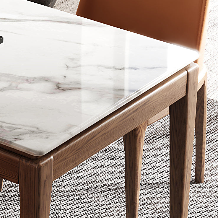 Rectangle Sintered Stone White Dining Table Vintage 4 Legs Table for Dining Room Clearhalo ' dining_table' 'Dining Tables & Seating' 'Dining Tables' 'furn' 'furn_dining_table' 'Furniture' 'furniture_dining_table' 'Kitchen & Dining Furniture' 'kitchen&dining_furn' 'kitchen' 'kitchen_dining_table' 4110821