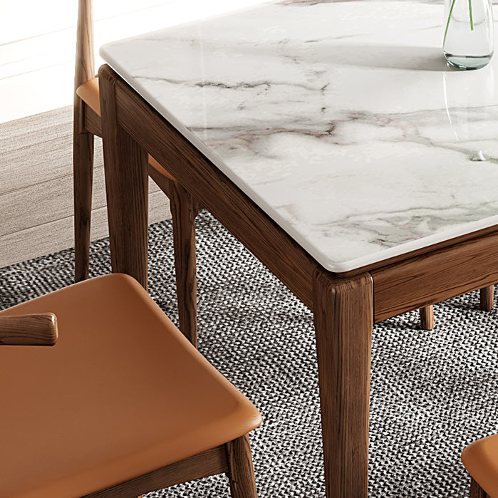Rectangle Sintered Stone White Dining Table Vintage 4 Legs Table for Dining Room Clearhalo ' dining_table' 'Dining Tables & Seating' 'Dining Tables' 'furn' 'furn_dining_table' 'Furniture' 'furniture_dining_table' 'Kitchen & Dining Furniture' 'kitchen&dining_furn' 'kitchen' 'kitchen_dining_table' 4110822