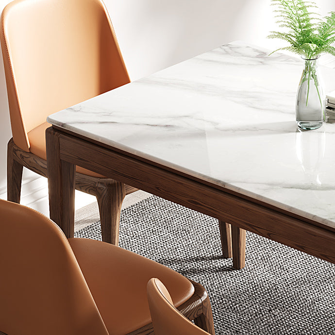 Rectangle Sintered Stone White Dining Table Vintage 4 Legs Table for Dining Room Clearhalo ' dining_table' 'Dining Tables & Seating' 'Dining Tables' 'furn' 'furn_dining_table' 'Furniture' 'furniture_dining_table' 'Kitchen & Dining Furniture' 'kitchen&dining_furn' 'kitchen' 'kitchen_dining_table' 4110823