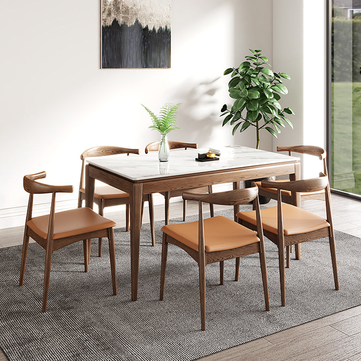 Rectangle Sintered Stone White Dining Table Vintage 4 Legs Table for Dining Room Clearhalo ' dining_table' 'Dining Tables & Seating' 'Dining Tables' 'furn' 'furn_dining_table' 'Furniture' 'furniture_dining_table' 'Kitchen & Dining Furniture' 'kitchen&dining_furn' 'kitchen' 'kitchen_dining_table' 4110825