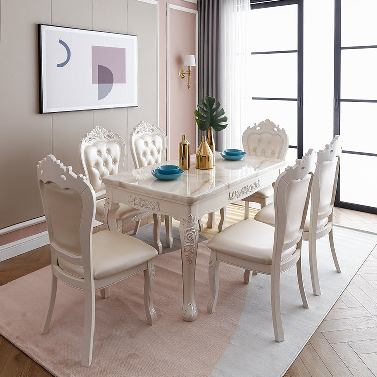 Vitoria Rectangle Shape Marble Table White Standard Dining Table for Kitchen Clearhalo ' dining_table' 'Dining Tables & Seating' 'Dining Tables' 'furn' 'furn_dining_table' 'Furniture' 'furniture_dining_table' 'Kitchen & Dining Furniture' 'kitchen&dining_furn' 'kitchen' 'kitchen_dining_table' 4110833
