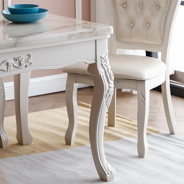 Vitoria Rectangle Shape Marble Table White Standard Dining Table for Kitchen Clearhalo ' dining_table' 'Dining Tables & Seating' 'Dining Tables' 'furn' 'furn_dining_table' 'Furniture' 'furniture_dining_table' 'Kitchen & Dining Furniture' 'kitchen&dining_furn' 'kitchen' 'kitchen_dining_table' 4110839