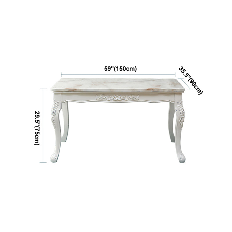 Vitoria Rectangle Shape Marble Table White Standard Dining Table for Kitchen Clearhalo ' dining_table' 'Dining Tables & Seating' 'Dining Tables' 'furn' 'furn_dining_table' 'Furniture' 'furniture_dining_table' 'Kitchen & Dining Furniture' 'kitchen&dining_furn' 'kitchen' 'kitchen_dining_table' 4110850