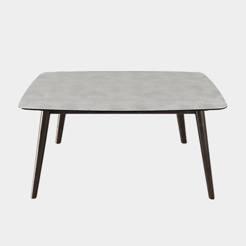 Medieval Modern Rectangle Table Sintered Stone Top Table with Wooden Base and 4 Legs Without Chairs Clearhalo ' dining_table' 'Dining Tables & Seating' 'Dining Tables' 'furn' 'furn_dining_table' 'Furniture' 'furniture_dining_table' 'Kitchen & Dining Furniture' 'kitchen&dining_furn' 'kitchen' 'kitchen_dining_table' 4110856