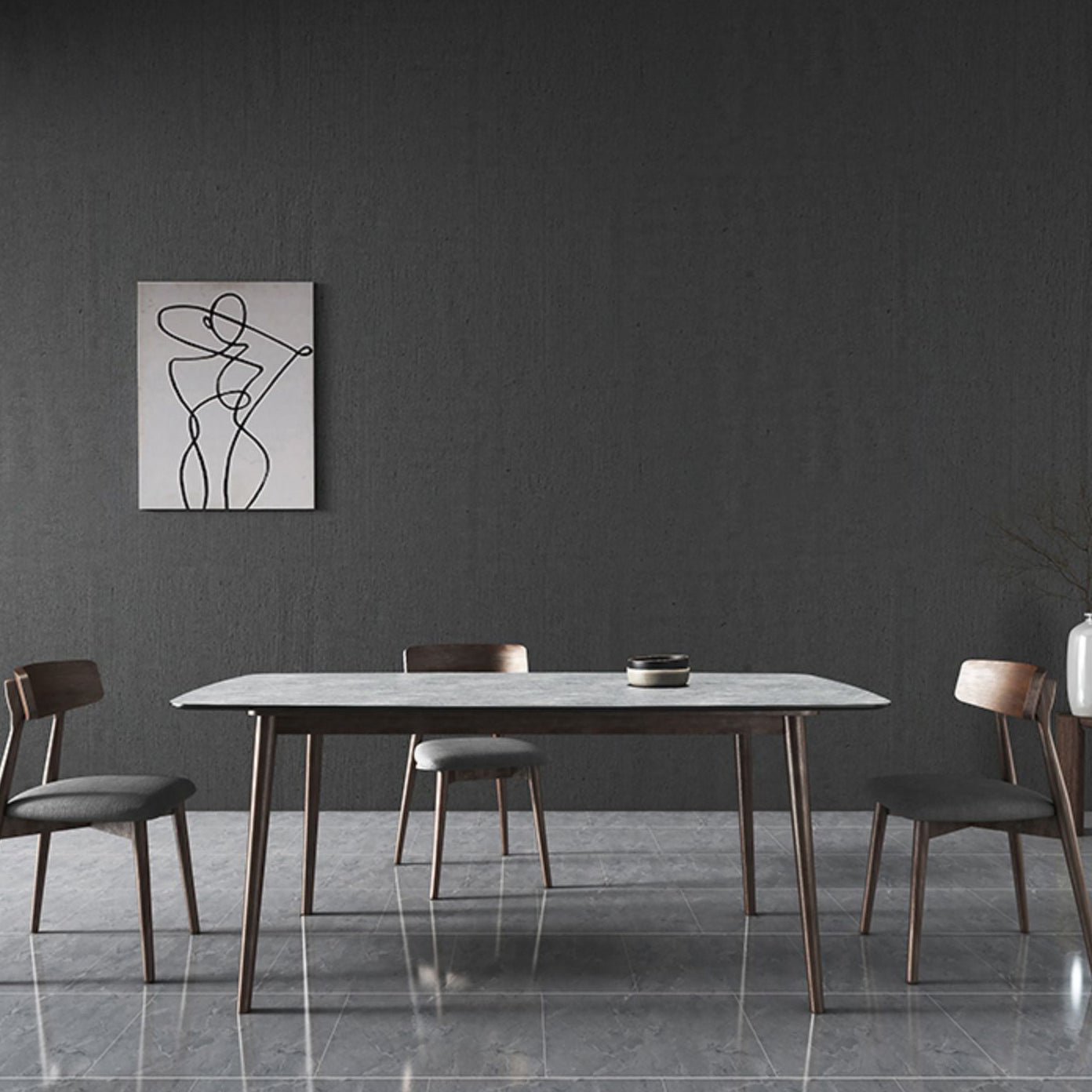 Medieval Modern Rectangle Table Sintered Stone Top Table with Wooden Base and 4 Legs Clearhalo ' dining_table' 'Dining Tables & Seating' 'Dining Tables' 'furn' 'furn_dining_table' 'Furniture' 'furniture_dining_table' 'Kitchen & Dining Furniture' 'kitchen&dining_furn' 'kitchen' 'kitchen_dining_table' 4110861