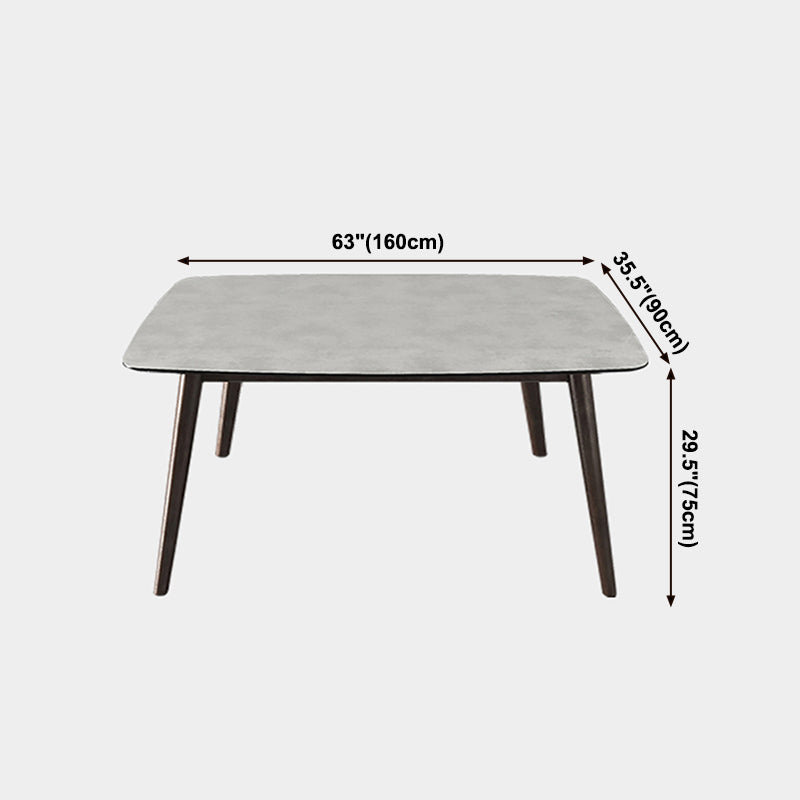 Medieval Modern Rectangle Table Sintered Stone Top Table with Wooden Base and 4 Legs Clearhalo ' dining_table' 'Dining Tables & Seating' 'Dining Tables' 'furn' 'furn_dining_table' 'Furniture' 'furniture_dining_table' 'Kitchen & Dining Furniture' 'kitchen&dining_furn' 'kitchen' 'kitchen_dining_table' 4110870