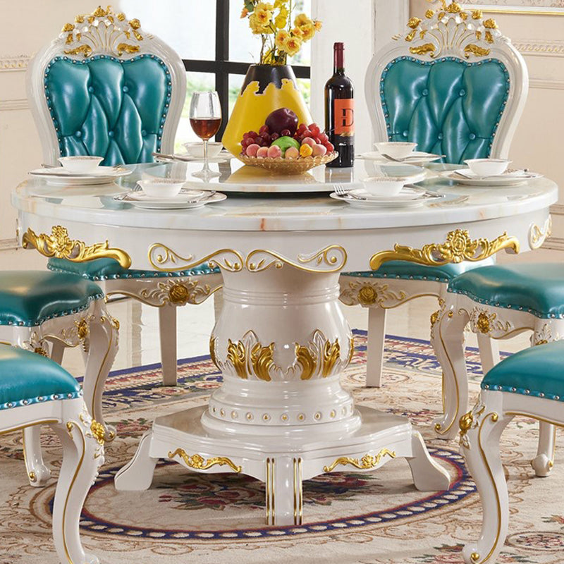 Victorian Style Stone Dining Table Round Dining Table with Wooden Base Clearhalo ' dining_table' 'Dining Tables & Seating' 'Dining Tables' 'furn' 'furn_dining_table' 'Furniture' 'furniture_dining_table' 'Kitchen & Dining Furniture' 'kitchen&dining_furn' 'kitchen' 'kitchen_dining_table' 4110872