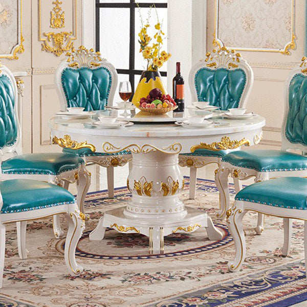 Victorian Style Stone Dining Table Round Dining Table with Wooden Base Clearhalo ' dining_table' 'Dining Tables & Seating' 'Dining Tables' 'furn' 'furn_dining_table' 'Furniture' 'furniture_dining_table' 'Kitchen & Dining Furniture' 'kitchen&dining_furn' 'kitchen' 'kitchen_dining_table' 4110875