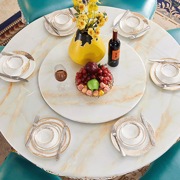 Victorian Style Stone Dining Table Round Dining Table with Wooden Base Clearhalo ' dining_table' 'Dining Tables & Seating' 'Dining Tables' 'furn' 'furn_dining_table' 'Furniture' 'furniture_dining_table' 'Kitchen & Dining Furniture' 'kitchen&dining_furn' 'kitchen' 'kitchen_dining_table' 4110877